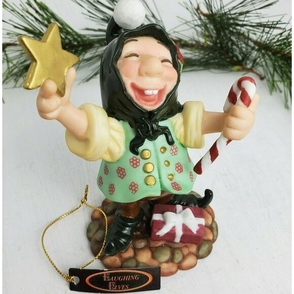VTG Jolly Elf Figure Laughing Elves Collection Christmas Troll Star Candy Cane - Picture 7 of 8